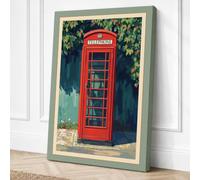 Telephone Box and Ivy Vintage Canvas Wall Art Print 24x16 Inch | Ready to Hang, Gallery Wrapped, Fade-Resistant Inks, Securely Packaged, UK Made