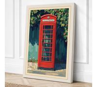 Telephone Box and Ivy Vintage Canvas Wall Art Print 24x16 Inch | Ready to Hang, Gallery Wrapped, Fade-Resistant Inks, Securely Packaged, UK Made