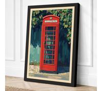 Telephone Box and Ivy Vintage Canvas Wall Art Print 24x16 Inch | Ready to Hang, Gallery Wrapped, Fade-Resistant Inks, Securely Packaged, UK Made