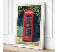 Telephone Box and Ivy Vintage Canvas Wall Art Print 30x20 Inch