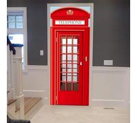 Telephone Box Door Stickers for Interior Doors Telephone Box 3D Door Decals Art Sticker Self Adhesive Door Murals for Bedrooms Living Room Bathroom Home Decor 90 x 200 cm A2246