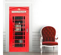 Telephone Box Door Stickers for Interior Doors Telephone Box 3D Door Decals Art Sticker Self Adhesive Door Murals for Bedrooms Living Room Bathroom Home Decor 80 x 210 cm A2211