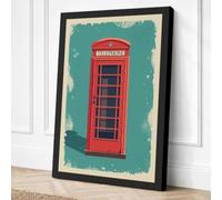 Telephone Box Vintage Canvas Wall Art Print 18x12 Inch