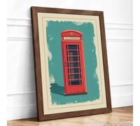 Telephone Box Vintage Framed Wall Art Print A2 Walnut