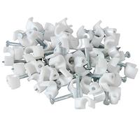 Telephone cable clips, white, bag of 100 ROUND