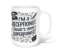 Telephone Ceramic Coffee Mug, Contemporary Fanciful Paperclip Envelope None Black Novelty Tea Cup with Handle Ideal for Friends Family Lovers Eldership Senior Co-Worker 15 Oz