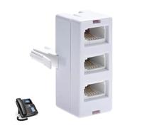 Telephone Extension Cable, Phone Splitter, Triple Socket Adapter for UK Phone, BT Telephone Socket Line Three Way Splitter, Universal Cable UK Adapter, Landline Port Converter Extender for Fax, Modem