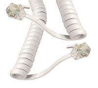 kenable Telephone Handset Coiled RJ10 Plug to RJ10 Plug Cable Lead White 3m [3 metres]
