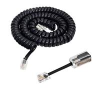 Telephone Handset Curly Cable with Detangler,Black RJ9 4P4C Phone Cord (10 Ft Uncoiled/1.6 Ft Coiled) + Black 360 Degree Rotating Anti-tangle Telephone Cord Untangler,Landline Telephone Accessory