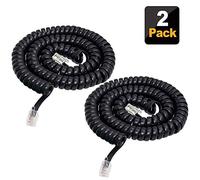 Telephone Phone Handset Cable Cord, 4P4C Coiled Length 0.45 to 4 m Uncoiled Landline Phone Handset Cable Cord RJ9(4m 2Pack)