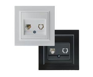 Telephone Socket - Electrical Module in Matt Black, Dimensions 84 x 84 x 40 mm, Functional Design for Modern and Clean Installations*