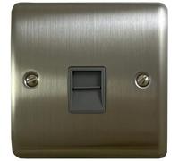 Telephone Wall Socket For BT Phone Line 1 Gang Secondary Slave Brushed Steel