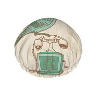 Telephone With A Bird Shower Cap Water Repellent Bath Hat Reusable Durable Elastic Polyester for Men Women 4.3x10.6 Inch