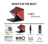 Teleprompter, TC7 Fold Prompter Portable Teleprompter For Phone Camera For Live Interview Video For 7.9 Inch Tablet Smartphone(RED standard)