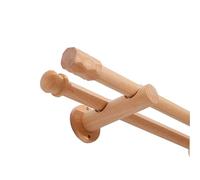 Teles B Solid Wood Curtain Rod 100CM Adjustable Dual Purpose for Single/Double Use Includes Hanging Rings & Brackets Elegant Roman Style Decor