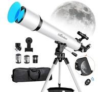 Telescope 80mm Aperture 800mm -Magnification 24-240X, Astronomical Portable Refracting Telescope Fully Multi-Coated High Transmission Coatings AZ Mount with Tripod &Wireless Control & Carrying Bag
