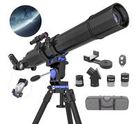 Telescope, 90mm Aperture 800mm Telescopes for Adults Astronomy High Powered,Multi-Coated Portable Professional Refractor Telescopes for Kids & Beginners with Phone Adapter,Travel Carry Bag（Black