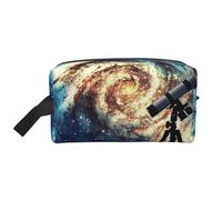 Telescope and Space Galaxy Printed Makeup Bag Travel Portable Cosmetic Bag Large Capacity Makeup Case Toiletry Handbag Organiser for Women