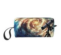 Telescope and Space Galaxy Printed Travel Makeup Bag Portable Cosmetic Bag Makeup Case Toiletry Handbag Organiser for Women