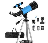 Telescope Astronomy, 70mm Aperture Refractor Telescopes for Astronomy Beginners, Portable Travel Telescope with Phone Adapter & Wireless Remote