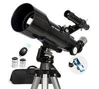 Telescope for Adults Astronomy, 70mm Aperture 400mm Focal Length Portable Astronomical Telescope for Beginners Age Over 8 Years Old with Wireless Remote Carry Bag Tripod, Black