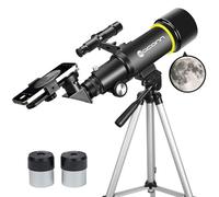 Telescope for Adults Beginners, 70mm Aperture 400mm AZ Mount Fully Multi-Coated Optics Refractor Portable Telescopes, Travel Telescope with Tripod Phone Adapter (Black)