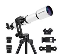 Telescopes for Adults Astronomy, 90mm Aperture 700mm Refractor Telescopes for Adults Beginners Kids with High Precision Adjustment, Ultra-Stable Vertisteel AZ Mount Base Tripod, Phone Adapter (White)