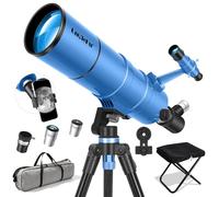 Telescope for Astronomy Adults&Kids Beginners, 22X-165X, 90mm Aperture 550mm Astronomical Refractor Telescope with Folding Stool&Tripod&Phone Adapter&Carrying Bag, Telescopes for Ground&Moon Viewing