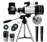 Telescope for Astronomy Kids Adult Beginners, 150X Astronomical Refractor Telescope, 300X70mm Telescop, Fully Coated Optical Glass, with Tripod and Phone Adapter - View the Moon, Planets, Stars