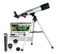 Telescope for Beginners, 90X Portable Astronomical Refractor with 15" Tabletop Tripod, 2 Eyepieces & 1.5X Barlow Lens, 50mm Aperture, Ideal STEM Science Gift for Kids to Explore Moon Space