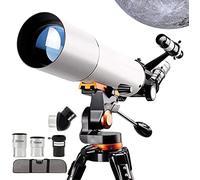 Telescope for Beginners,Adults 80 Mm Astronomical Refractor Telescopes with Height Adjustable Tripod Phone Mount Moon Filter 3X Barlow Lens Viewing The Natural Scenery