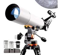Telescope for Beginners,Adults 80 Mm Astronomical Refractor Telescopes with Height Adjustable Tripod Phone Mount Moon Filter 3XLens Viewing The Natural Scenery
