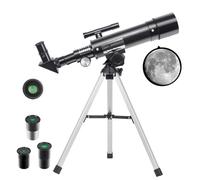 Telescope for Kids, 90X Magnification HD Astronomical Telescope, 50mm Aperture Portable Astronomy Telescopes with 3 Eyepieces and Tripod for Kids Adults Beginners Stargazing Gift (Black)