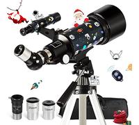 Telescope for Kids Adults Astronomy Beginners Over 8 Years Old, 70mm Aperture Astronomical Refractor Telescopes with Phone Adapter & Wireless Remote, Astronomy Space for Christmas Birthday