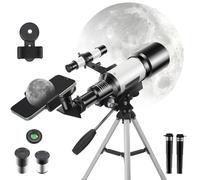 Telescope for Kids Adults Beginners, 150X Astronomical Refractor Telescope, 70mm Aperture Professional Astronomy HD Telescopes with Adjustable Tripod, Phone Adapter and Moon Filter for Stargazing Gift