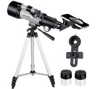 Telescope for Kids Beginners, 70mm Aperture 400mm Astronomical Refracting Telescope for Adults Students - Travel Telescopes with Tripod, Phone Adapter(Silver)