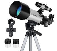 Telescope for Kids Beginners, 70mm Aperture 400mm Astronomical Refracting Telescope for Adults Students - Travel Telescopes with Tripod, Phone Adapter(Silver)