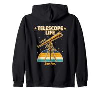 Telescope Life See Far Retro Astronomy Stargazer Zip Hoodie
