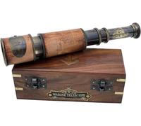 Telescope Maritime Sailors Masterpiece with Wooden Box Nautical 14" inches Handheld Brass Spyglass Marine Telescope Nautical Pirate Scope.