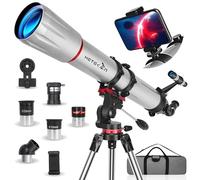Telescope, Telescope for Adults，90 mm Aperture 900mm, Professional Refractor Telescopes for Kids and Beginners, Magnification 450x, with Telephone Adapter, Tripod and Carrying Bag