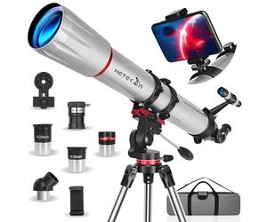 Telescope, Telescope for Adults，90 mm Aperture 900mm, Professional Refractor Telescopes for Kids and Beginners, Magnification 450x, with Telephone Adapter, Tripod and Carrying Bag