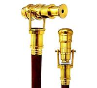 Telescope Walking Stick Costume Wooden Cane Foldable Rosewood Stick Steampunk Style (Polished Brass) e Wooden Cane