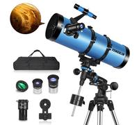 Telescope150EQ for Adults Aigh Powered, Professional Newtonian Reflector Telescope for Beginner in Astronomy, with Carry Bag, Stainless Tripod, Moon Filter and Phone Adapter, Blue