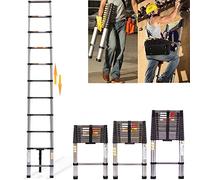Telescopic 3.2M Extendable Loft Ladder - Portable, Folding, Anti-Slip, 11 Steps, Max Load 150kg