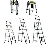 Telescopic 5+6 Step Ladder Heavy Duty Aluminium Stepladder 150KG/330lb Capacity Folding Lightweight Portable Extendable Multi-Purpose Ladder Anti-Slip A Frame Extension Ladder