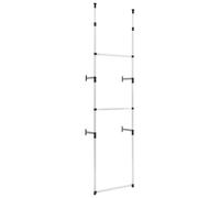 Telescopic Aluminium Coat Rack with 2 Rails, Height Adjustable up to 3 Metres, Modern Organiser System for Bedroom, Hallway, Dressing Room, Compact Clothes Rail for Storage