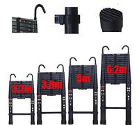 Telescopic Aluminium Ladders with 2 Hooks Professional 6.2M 20.3FT Extendable Extension Ladder Compact Space Saving Multi-Purpose Home Office Garden Loft Safety Step Ladders