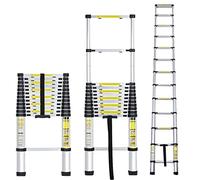 Telescopic Aluminum Extension Ladder 5.4m (17.7ft) - Adjustable Folding Ladder for Rooftop Attic RV Outdoor Work - Lightweight Portable Durable Design