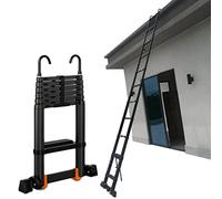 Telescopic Aluminum Extension Ladder 6m/5m/4m/3m/2m - Heavy Duty Portable Folding Ladder for Rooftop Tents & Attics Includes Detachable Hook & Stabilizer Bar for Safety