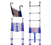 Telescopic Aluminum Ladder 8m/7m/6m/5m/4m/3m/2m/1m Lightweight & Portable Extendable Ladder with Removable Hooks for Home Loft Camper & Work Use